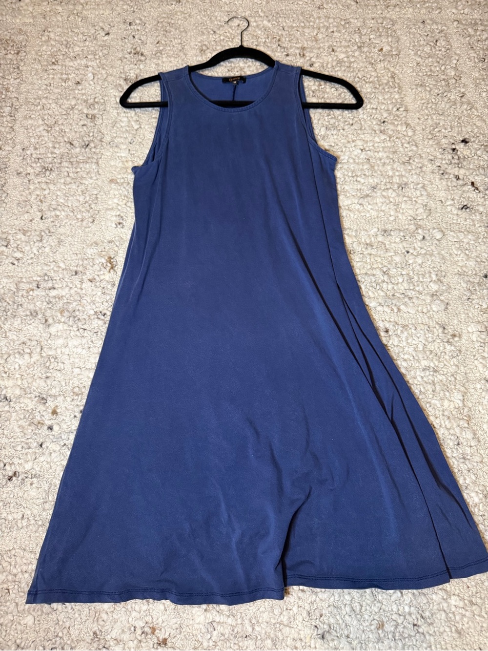 Quince Navy Sleeveless Midi Swing Dress